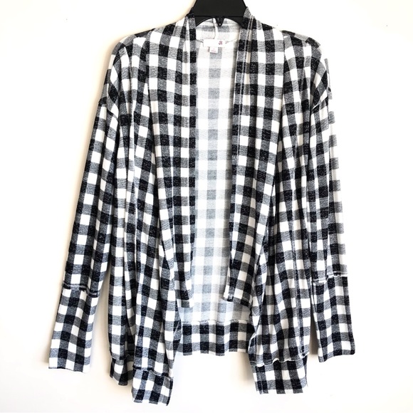 So Brand Open Front Plaid Check Cardigan Topper Jacket - Picture 10 of 12